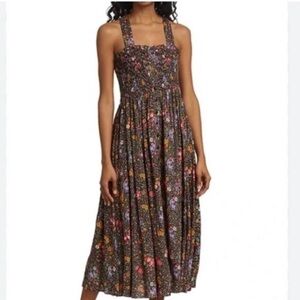 ByTimo Smocked Bodice Floral Midi Sundress XS